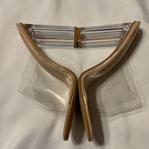 CAPE ROBBIN SIZE 9 Fusion clear open toe slip on w/block transparent heels - Picture 4 of 10